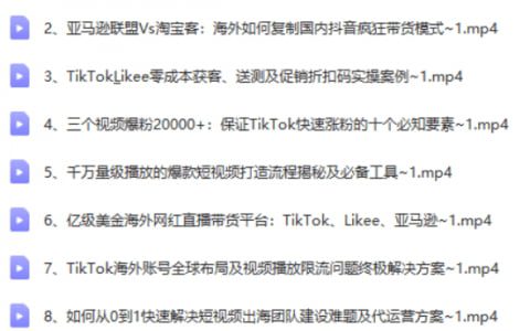 TikTok電商&網紅出海高階實戰學習內容